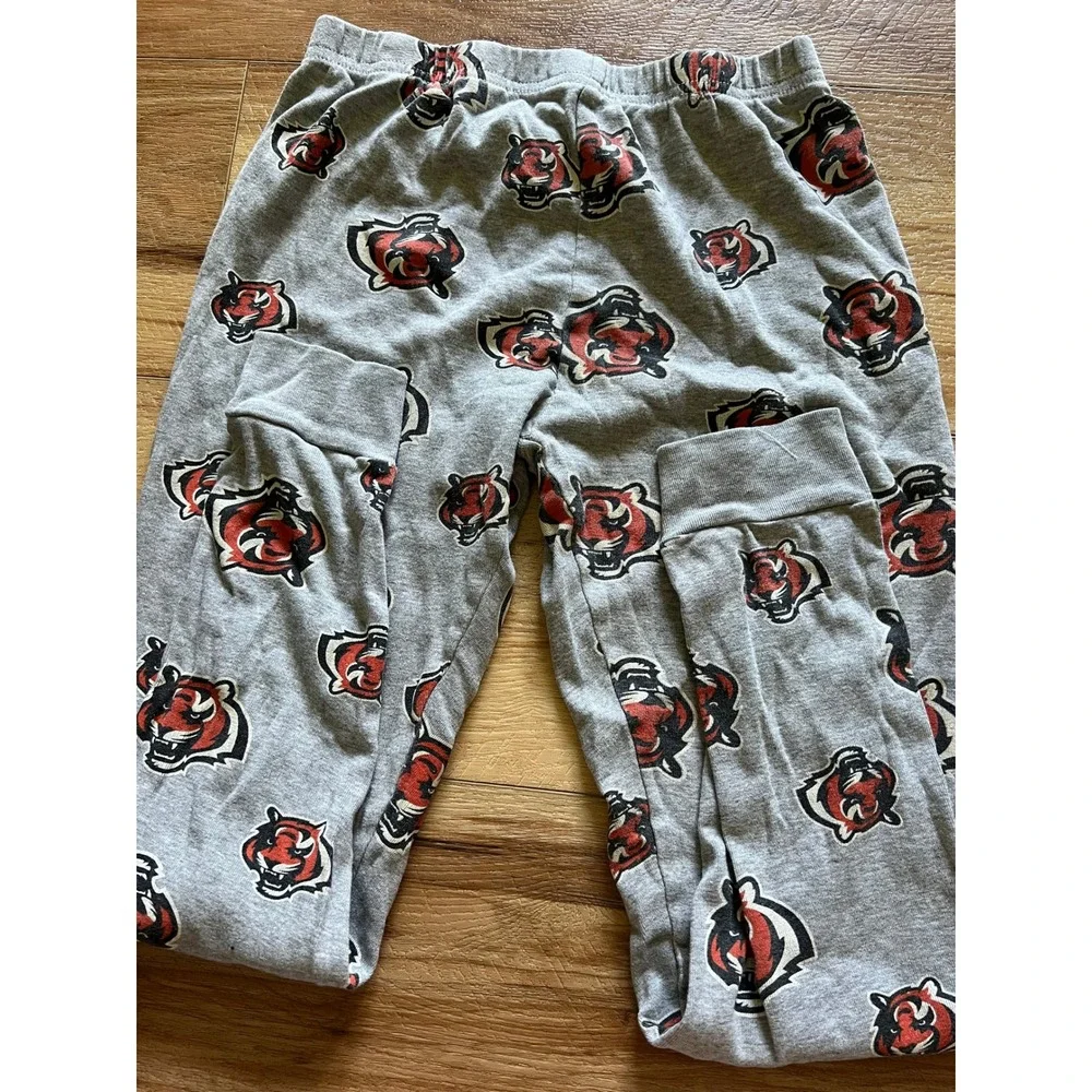 NFL‎ Cincinnati Bengals Pajama Pants Kids Med 10/12 Gray All Over Print Joggers